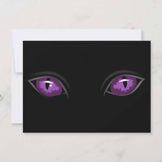 Scary Purple Eyes in Dark of Night Halloween Party Invitation (Front)
