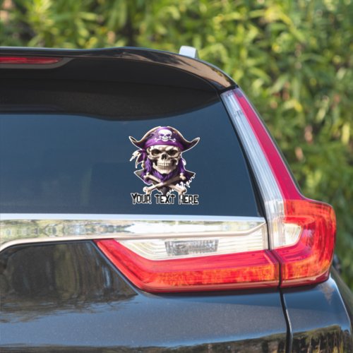 Scary Purple Pirate Skull and Crossbones Sticker