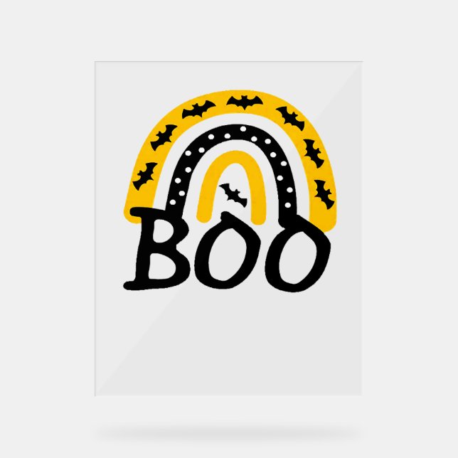 Scary Rainbow and Spooky Halloween Acrylic Sign (Front)