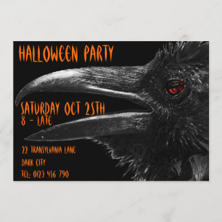 scary raven halloween invitation