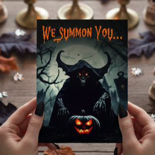 Scary Red Eyed Demon Adult Halloween Party Invitation