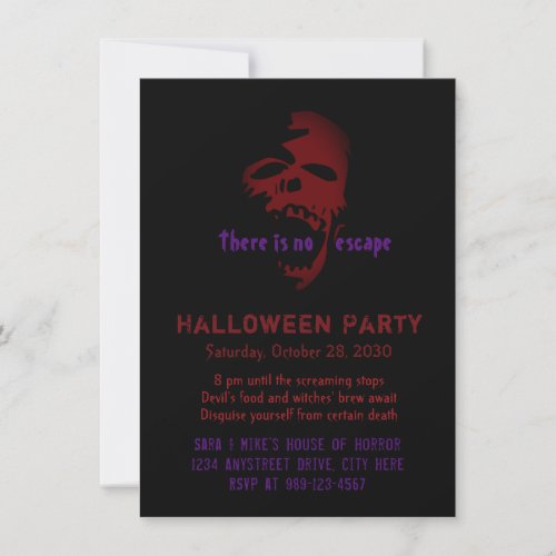 Scary Red Goth Skull Halloween Party Invitation