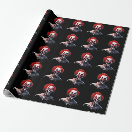 Scary Red Hair Smiling Clown Wrapping Paper