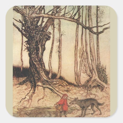 Scary Red Riding Hood Square Sticker