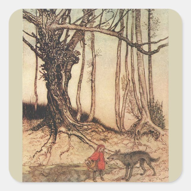 Scary Red Riding Hood Square Sticker (Front)