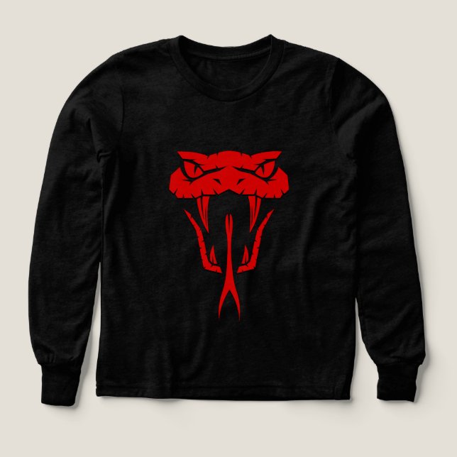 Scary Red Snake Face Long Sleeve Tri-Blend Shirts (Design Front)