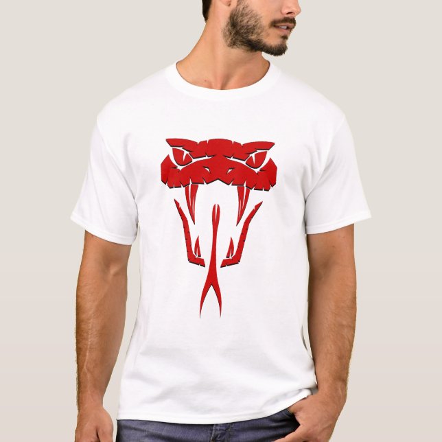 Scary Red Snake - Fierce Red Serpent Face T-Shirt (Front)
