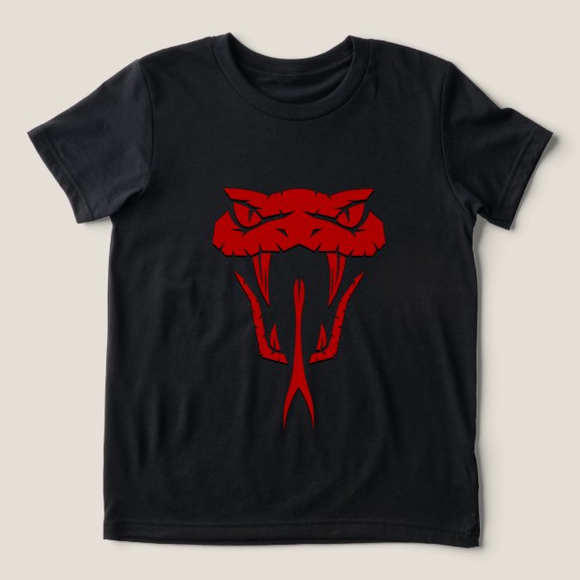 Scary Red Snake - Fierce Serpent Face Boys Tri-Blend Shirt (Design Front)