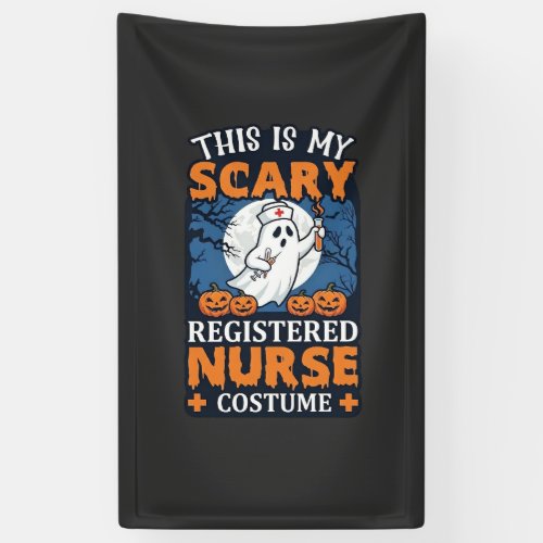 Scary Registered Nurse Costume Ghost Pumpkins Hall Banner