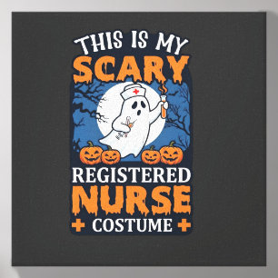 Scary Registered Nurse Costume Ghost Pumpkins Hall Canvas Photo Tile