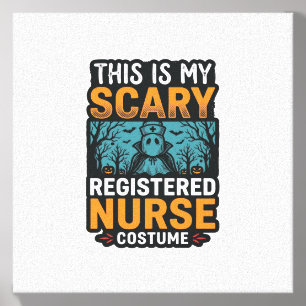 Scary Registered Nurse Costume Halloween Shirt Des Canvas Photo Tile