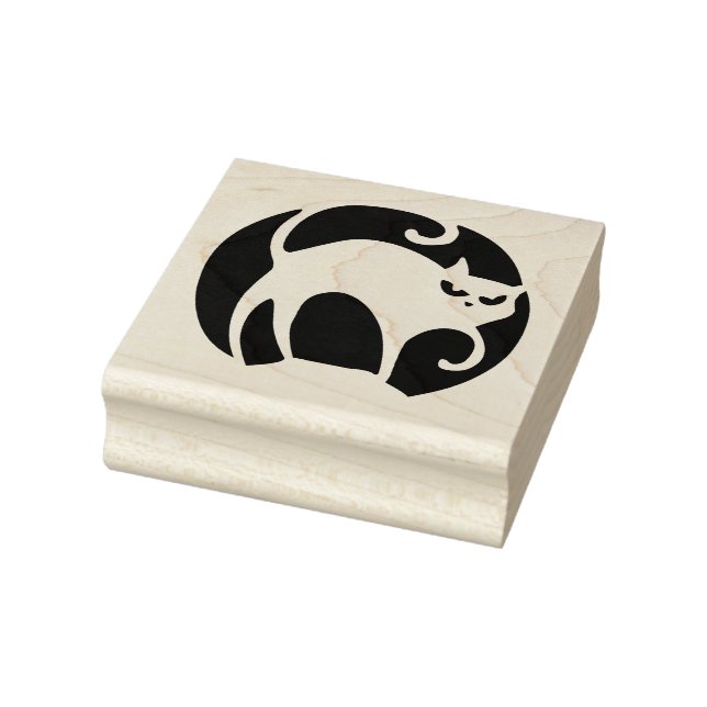 Scary Retro Halloween Cat Rubber Art Stamp (Stamp)