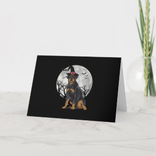 Scary Rottweiler Dog Witch Hat Halloween Letterpress Thank You Card