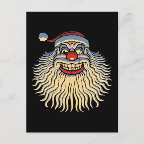 Scary Santa Clown Holiday Postcard