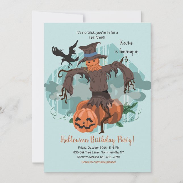 Scary Scarecrow Halloween Party Invitation (Front)