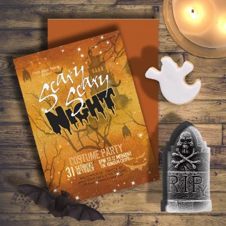 Scary Scary Night Halloween Orange ID946
