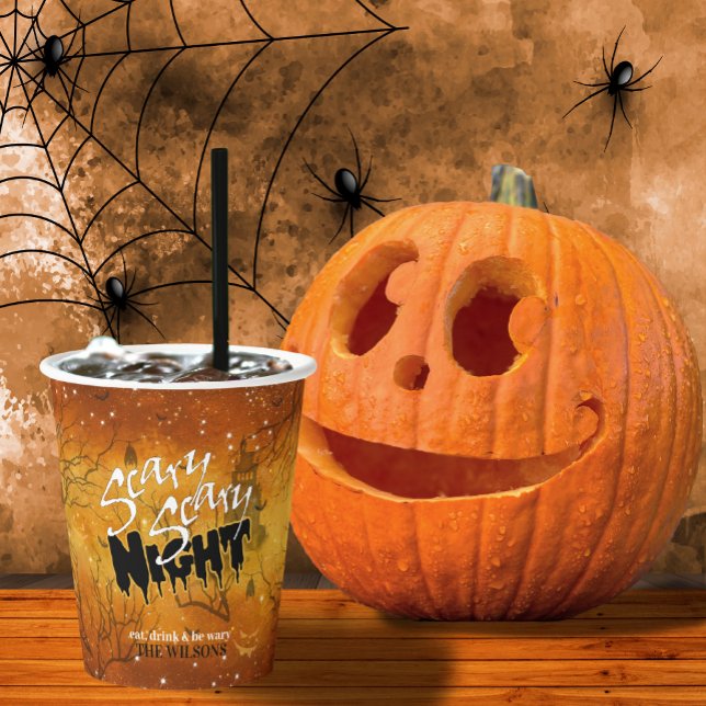 Scary Scary Night Halloween Orange ID946 Paper Cups (Creator Uploaded)