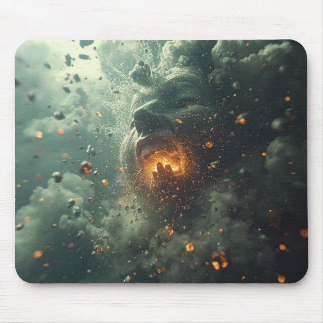 Scary Scene With Person Spewing Hot Lava Into Air Mouse Pad (Front)