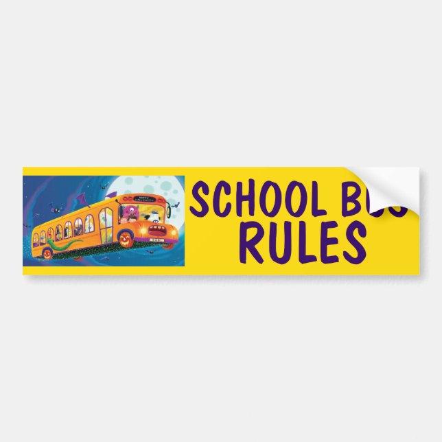 Scary SCHOOL BUS RULES Bumper Sticker (Front)