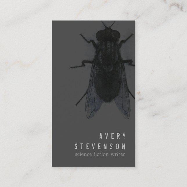 Scary Science Fiction Writer Black House Fly Business Card (Front)