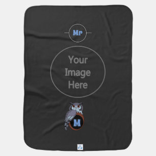 Scary Scop Owl Monogram Baby Blanket