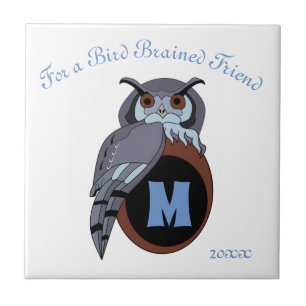 Scary Scop Owl Monogram Ceramic Tile