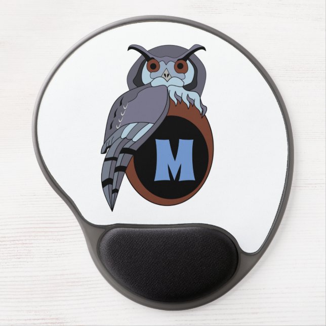 Scary Scop Owl Monogram Gel Mouse Pad (Front)