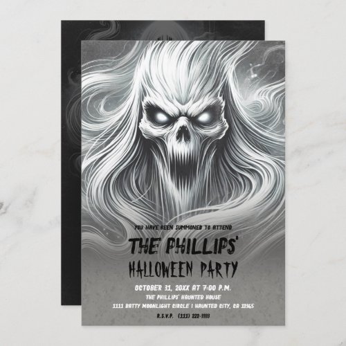 Scary Screaming Poltergeist Ghost Halloween Party Invitation