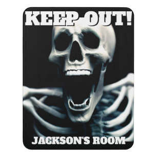Scary Screaming Skeleton  Keep Out Door Sign