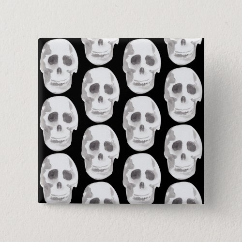 Scary Scull Black  White PatternHappy Halloween Button