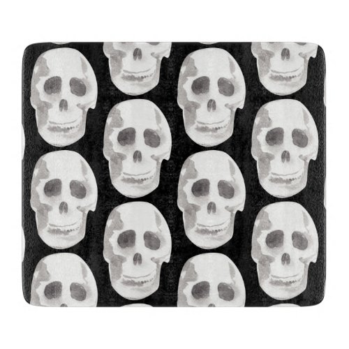 Scary Scull Black  White PatternHappy Halloween Cutting Board