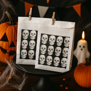 Scary Scull Black & White Pattern Happy Halloween Favor Bag
