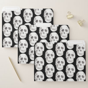 Scary Scull Black & White Pattern Happy Halloween File Folder