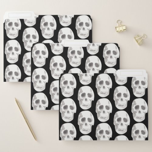 Scary Scull Black  White PatternHappy Halloween File Folder