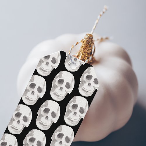 Scary Scull Black  White PatternHappy Halloween Gift Tags