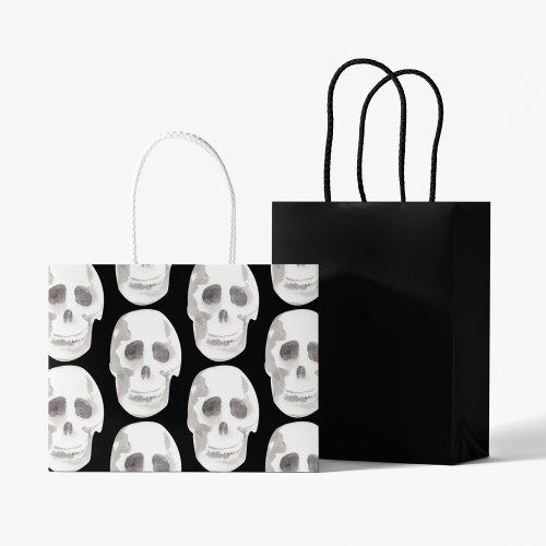 Scary Scull Black  White PatternHappy Halloween Large Gift Bag
