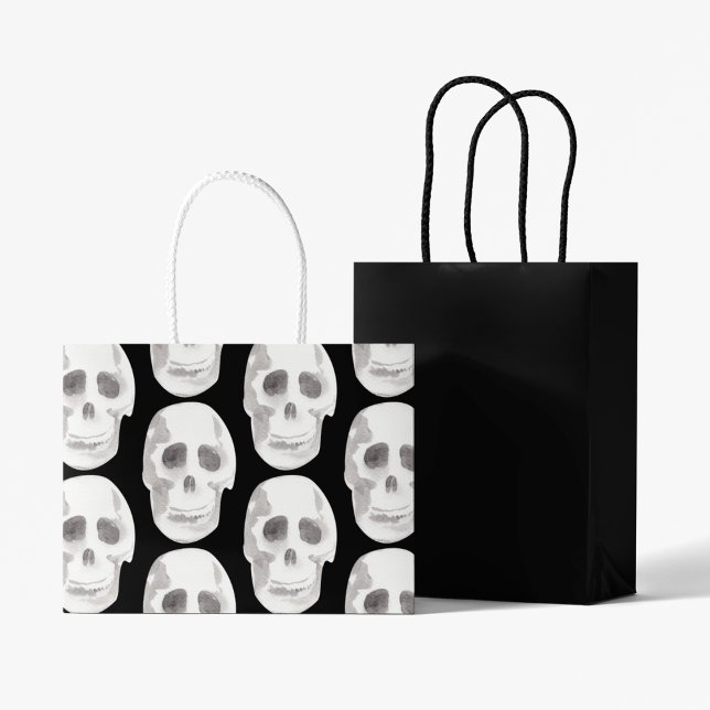 Scary Scull Black & White Pattern|Happy Halloween Large Gift Bag (Creator Uploaded)