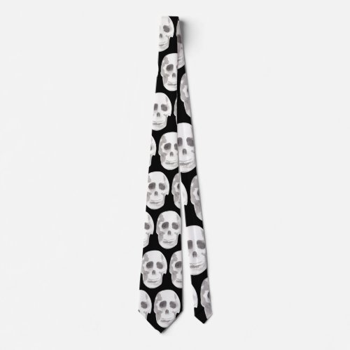 Scary Scull Black  White PatternHappy Halloween Neck Tie