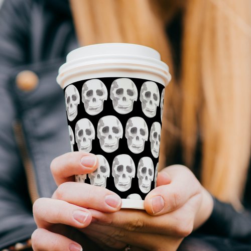 Scary Scull Black  White PatternHappy Halloween Paper Cups