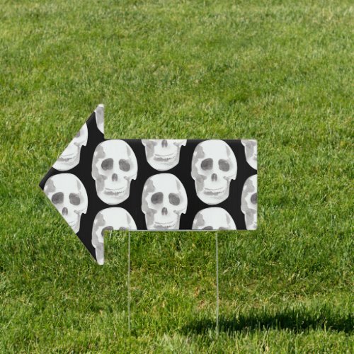 Scary Scull Black  White PatternHappy Halloween Sign