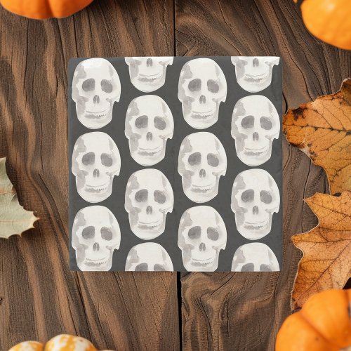 Scary Scull Black  White PatternHappy Halloween Stone Coaster