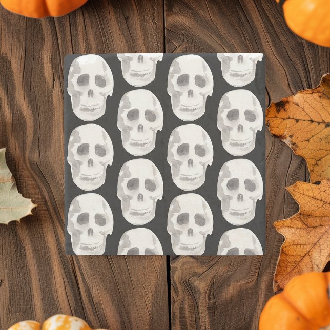 Scary Scull Black & White Pattern|Happy Halloween Stone Coaster (Creator Uploaded)