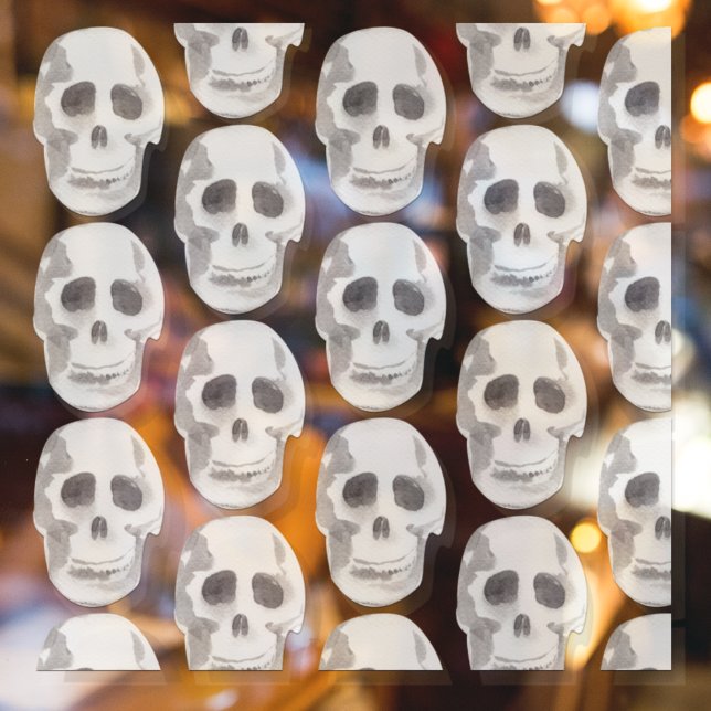 Scary Scull Black & White Pattern|Happy Halloween Window Cling (Creator Uploaded)