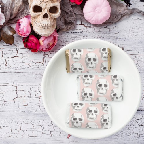 Scary Scull  Pink  White Pattern Happy Halloween Hersheys Miniatures