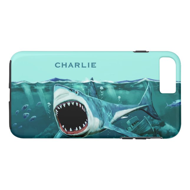 Scary Shark custom name phone cases (Back (Horizontal))