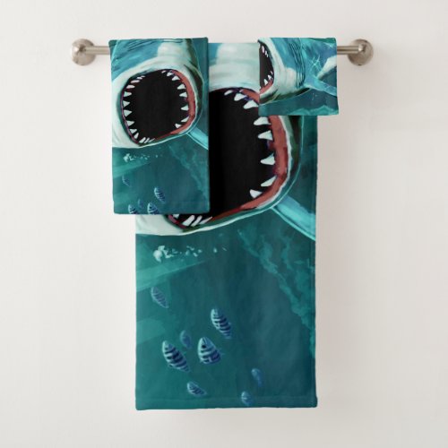 Scary Shark custom name towel set