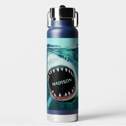Scary Shark custom name Water Bottle
