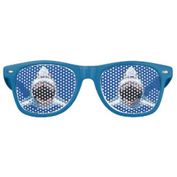 Scary Shark Mascot Cool Blue Party Retro Sunglasses