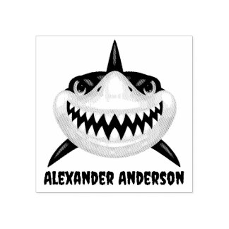 Scary Shark Name Plate Personalize Rubber Stamp