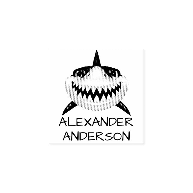 Scary Shark Personalize Rubber Stamp (Imprint)